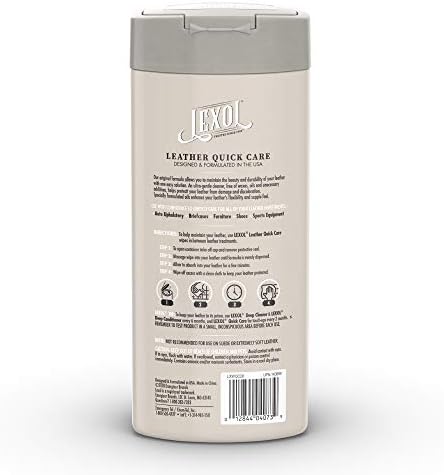 Lexol All Leather Quick Care All-in-One Formula, Best Leather Cleaner and Conditioner, for Use on Apparel, Furniture, Auto Interiors, Shoes, Bags, 30-Count Sheet Wipes,E301500100 , white