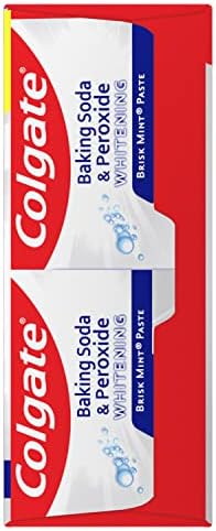 Colgate Baking Soda & Peroxide Toothpaste - Whitens Teeth, Fights Cavities & Removes Stains, Brisk Mint, 6 Ounce (Pack of 2)
