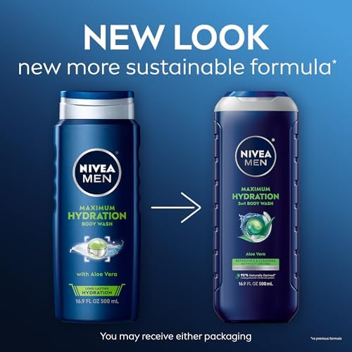 NIVEA MEN Maximum Hydration 3-in-1 Body Wash, Multipack, 3 x 16.9 FL OZ