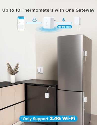 GoveeLife WiFi Refrigerator Thermometer Sensor with Alarm, 2-Pack & Gateway