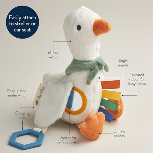 Itzy Ritzy Bitzy Traveler Baby Stroller & Car Seat Toy with Rattle (Goose)
