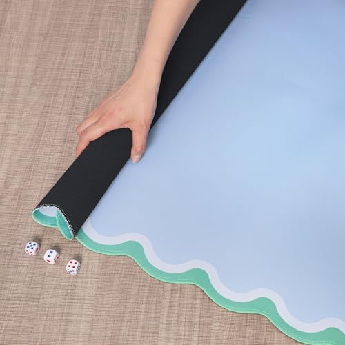 TIASUSAN Blue Mahjong Mat (31.5” x 31.5”) with Black Carrying Bag, Anti-Slip, Noise-Reducing Mahjong Mat for Table, Poker, Board Games, Dominoes, and Card Games