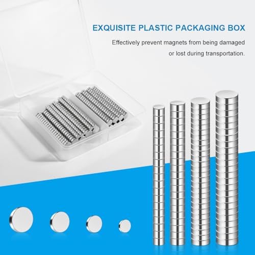RHINOCATS 400Pcs Small Magnets, 4 Different Sizes Tiny Mini Magents, Multi-Use for Fridge, DIY, Office, Hobbies, Crafts and Science