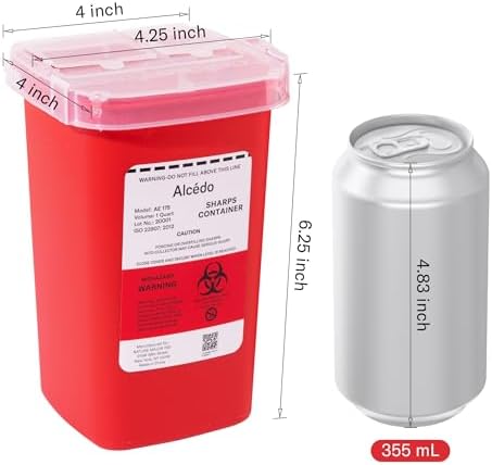 Alcedo 1 Quart Sharps Container (1-Pack) for Needle & Syringe Disposal
