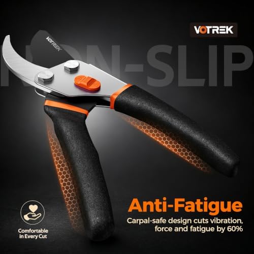 8.5" Bypass Pruning Shears, Jam-Proof Spring Clippers for branches