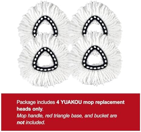 YUAKOU 4-Pack Mop Replacement Heads For Ocedar Mop Replace Head EasyWrin Spin Mop Heads Replacements, White Microfiber, Floor, Wall