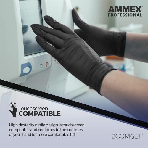 AMMEX Black 3 mil Nitrile Disposable Gloves Latex Free Non Sterile Medical