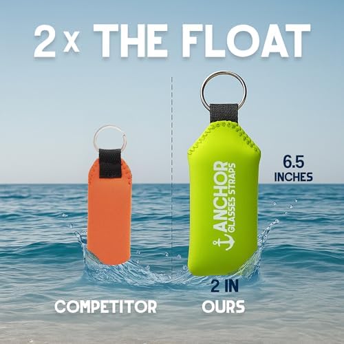 Anchor Glasses Straps Floating Keychain Waterproof – XL Size – Floats 12 Keys – Bright Visibility