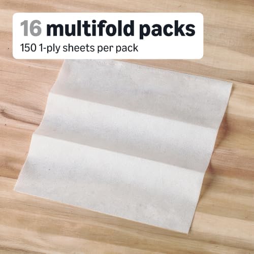 Amazon Basics FSC Certified Ultra Plus Universal Multifold Paper Towels, 2400 Count, 16 Pack of 150, White (Previouly AmazonCommercial)