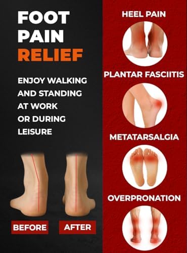 CRUVHEAL 220+ lbs Plantar Fasciitis Insoles Men High Arch Support Black, M