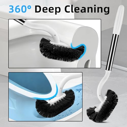 AONEZ Toilet Brush and Holder Set, Deep Under-Rim Cleaning, Vented Holder