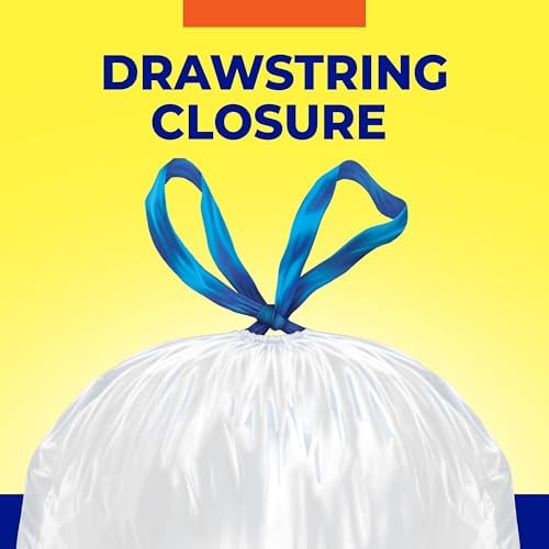 Hefty Essentials 13 Gallon Kitchen Trash Bags, White, Unscented, 45ct