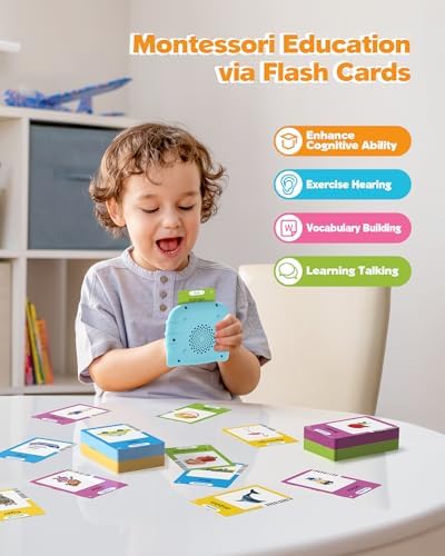 Airbition Talking Flash Cards for Toddlers Ages 1‑4,224 Words English Blue