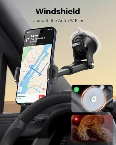 APPS2Car Car Phone Holder Military-Grade Suction Cup Dashboard Windshield