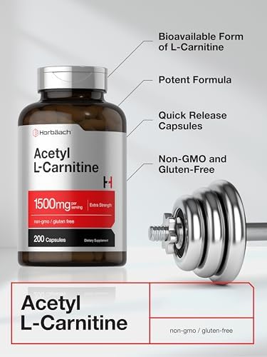 Horbäach Acetyl L-Carnitine 1500mg | 200 Capsules | Extra Strength