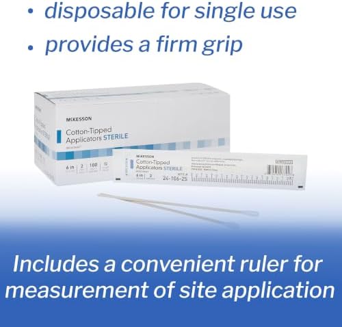 McKesson Sterile Cotton Tipped Applicators, Cleaning, 6 in, 200 ct
