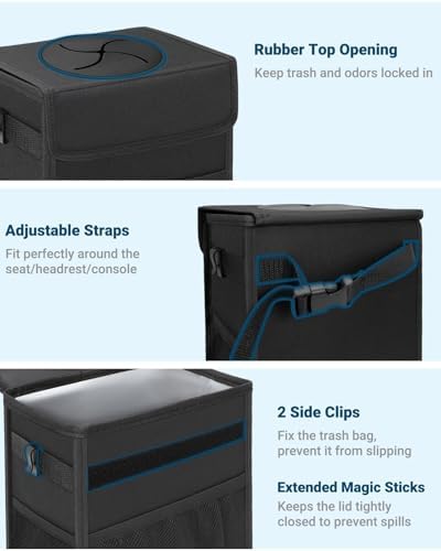 Capolo Car Trash Can with Lid, Leakproof Car Garbage Can Car Trash Bag