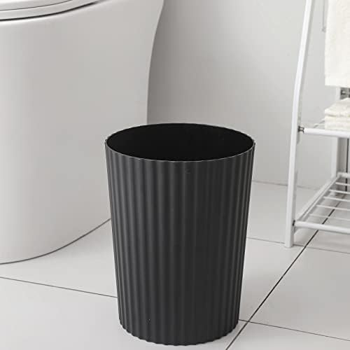 JiatuA Small Trash Can Plastic Wastebasket Round Garbage Container Bin for Bathroom, Kitchen, Bedroom, Home Office, College Dorm, Black