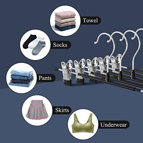 Pants Hangers with Clips Skirt Hangers 12 Inch 20 Pack, Black