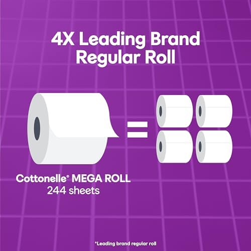 Cottonelle Ultra Comfort Toilet Paper, 12 Mega Rolls (48 Regular Rolls), 244 Sheets per Roll
