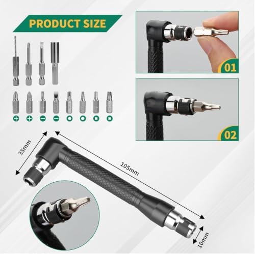 GRENPRO 19-Piece Flexible Drill Bit Extension Kit, 2 Right Angle Adapters