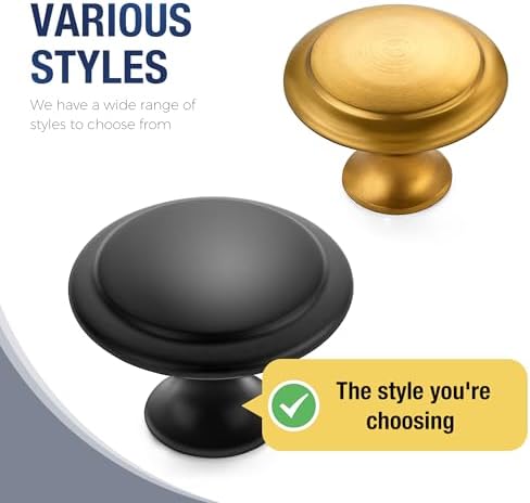 Matte Black Cabinet Drawer Hardware,30mm Kitchen Cabinet Knobs,18 Pack