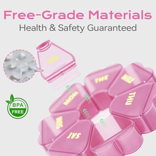 Cute Pill Organizer Weekly - Large 7 Day Compartments for Travel