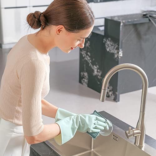COOLJOB 3 Pairs Colorful Household Rubber Gloves with Non-Slip Grip, Small