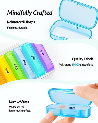 ZIKEE Weekly Pill Organizer with Large Individual Containers, BPA-Free