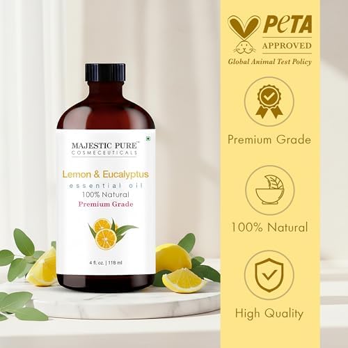 Majestic Pure Lemon Eucalyptus Essential Oil for Diffuser - 4 Fl Oz