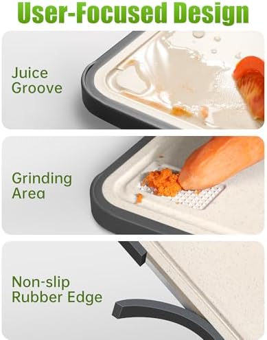Titanium Cutting Board for Kitchen 16" x 11", 2-in-1 Non-Slip
