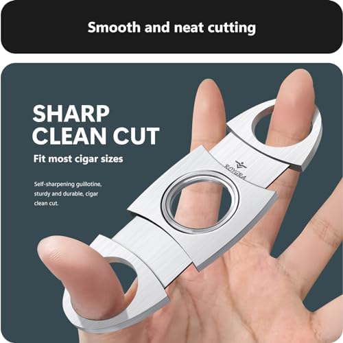 roygra Stainless Steel Cigar Cutter (2 Pack), Heavy Duty Classic Guillotine