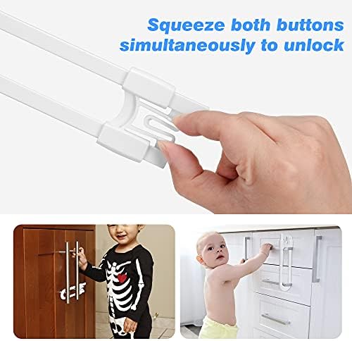 Vmaisi 8 Pcs Baby Sliding Cabinet Locks Adjustable U Shaped Child Safety