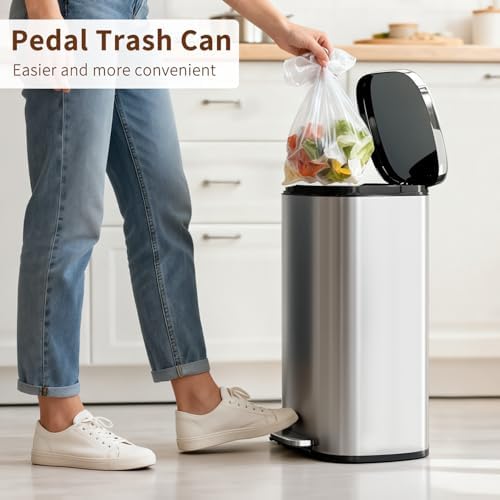 PayLessHere | 13G Trash Can with Lid | Steel | Removable Inner Bucket