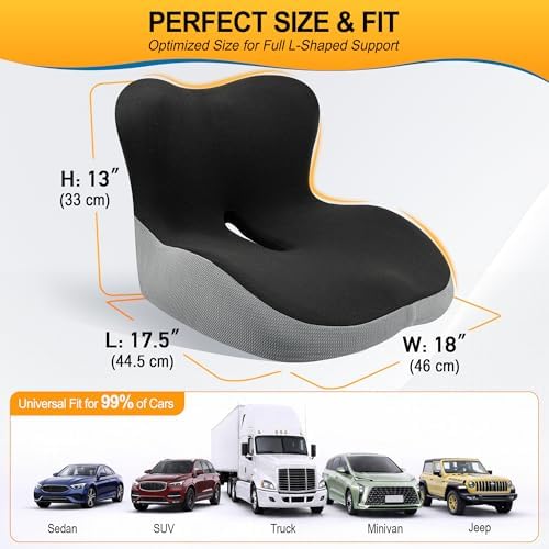 Allaboutsla Car Seat Cushion with Lumbar Support Pillow, Car Back Support