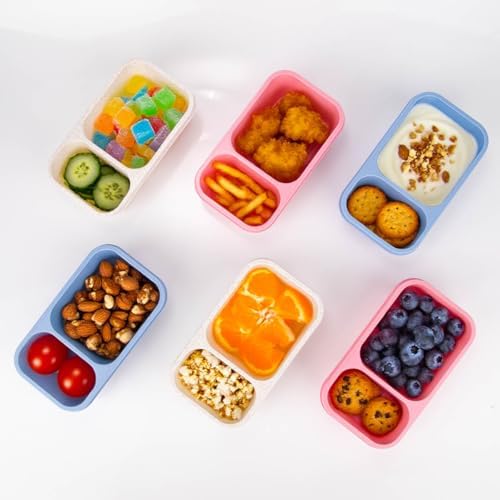 DOSEWART 2-Compartment Reusable Snack Containers with Lids