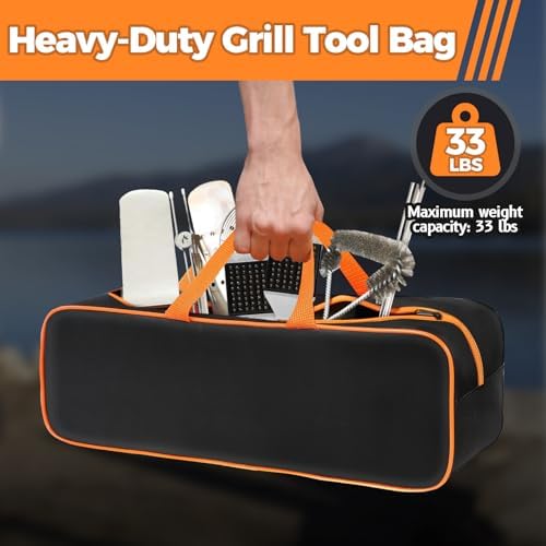 Grill Utensil Storage Bag for Outdoor Grilling, 24 x 8 x 8 in, Black