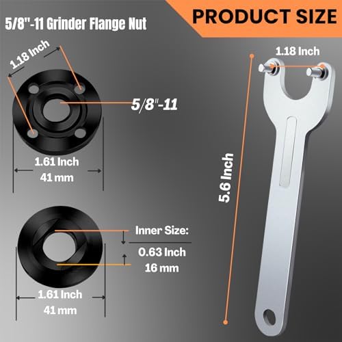 7PCS Angle Grinder Nut & Wrench Kit, 5/8-11 Arbor Nut Set
