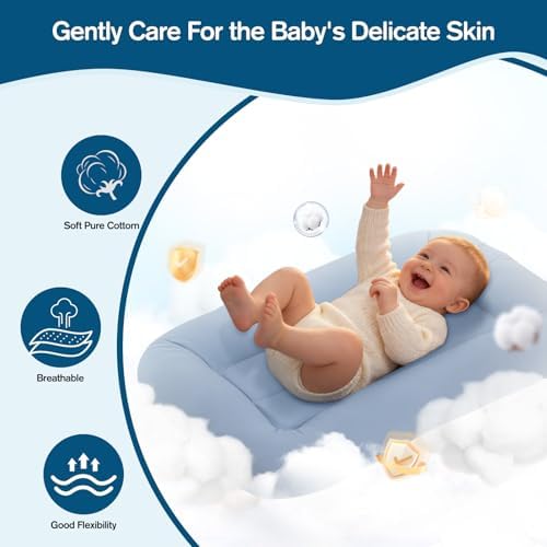Baby Lounger, Infant Nest for Newborn Supervised Awake Use (Navy Blue)