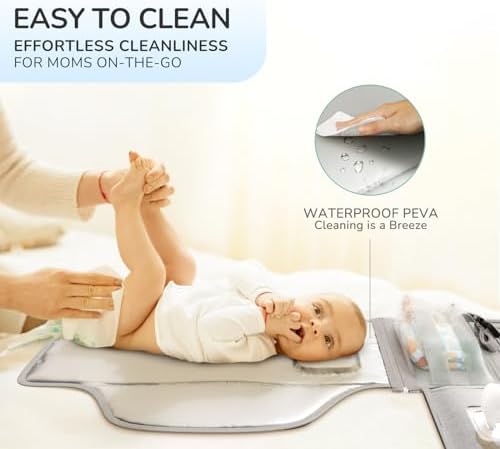 Alatino Portable Diaper Changing Pad, Wipe Clean, Large 25x22, Grey