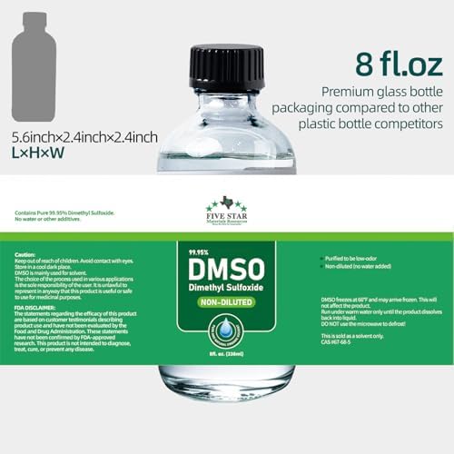 DMSO Liquid 99.95% Pure Dimethyl Sulfoxide, 8 oz,with Dropper Glass Bottle