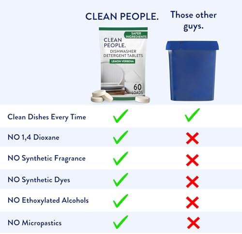 Clean People 100% Plastic-Free Dishwasher Detergent Tablets, 60ct, Lemon Verbena
