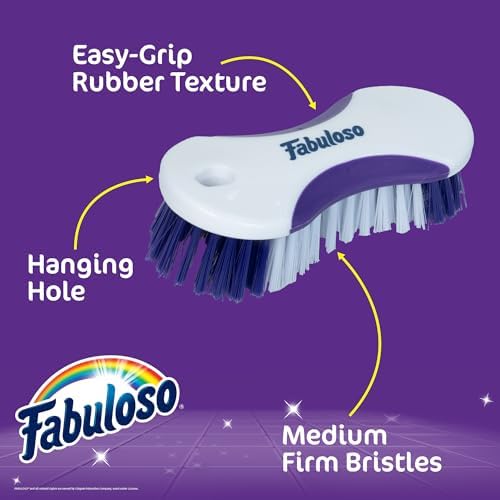 Fabuloso Compact Hand Scrub Brush, White and Purple, 6 Inch