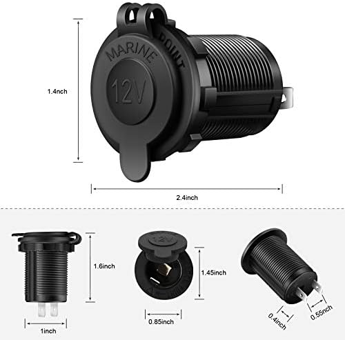 Cigarette Lighter Socket Car Marine Motorcycle ATV RV Lighter Socket Power Outlet Socket Receptacle 12V Waterproof Plug by ZHSMS