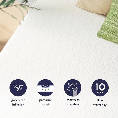 Best Price Mattress 6 inch Twin Mattress Bed-In-A-Box, Green Tea Memory Foam, White
