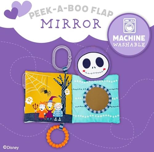 Kids Preferred Disney Nightmare Before Christmas My First Scare Jack Skellington Soft Book Baby Teething Crinkle Book with On-The-Go Clip, Crinkle Pages, and Teethers, Multicolor