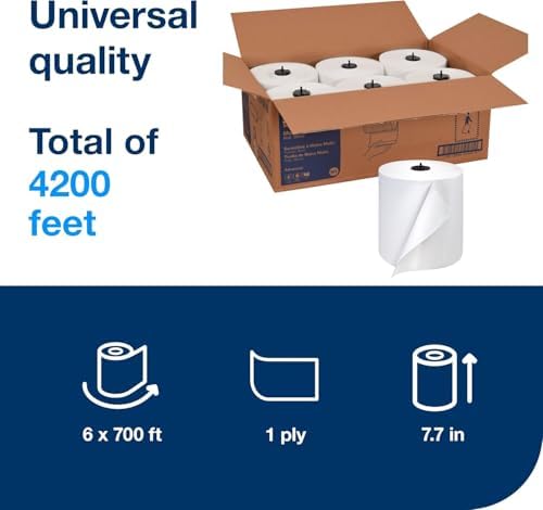 Tork Matic Paper Hand Towel Roll White H1, 6 Rolls x 700 ft, 290089