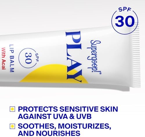 Supergoop! PLAY Lip Balm SPF 30 - Broad Spectrum SPF Lip Balm with Hydrating Honey, Shea Butter & Sunflower Seed Oil - Great for Active Days