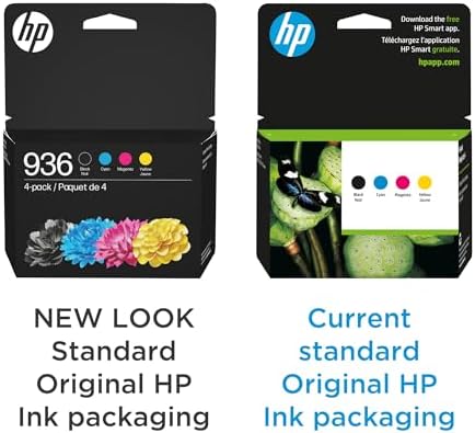 HP 936 Black, Cyan, Magenta, Yellow Ink Cartridges (4-Pack) | Works with OfficeJet 9120, Pro 9110, 9120, 9130, Wide Format 9730 | Eligible for Instant Ink | 6C3Z5LN