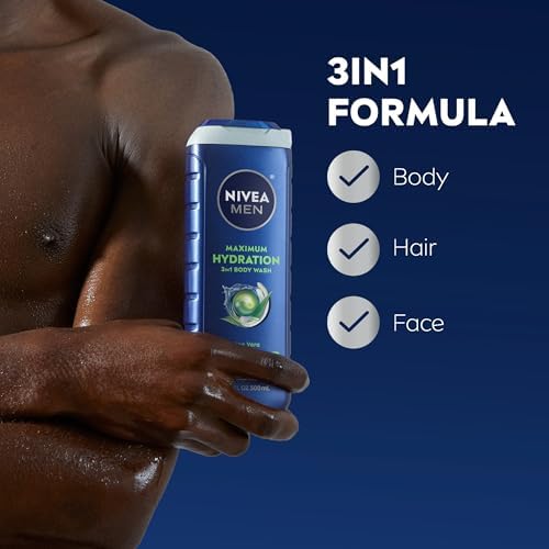 NIVEA MEN Maximum Hydration 3-in-1 Body Wash, Multipack, 3 x 16.9 FL OZ